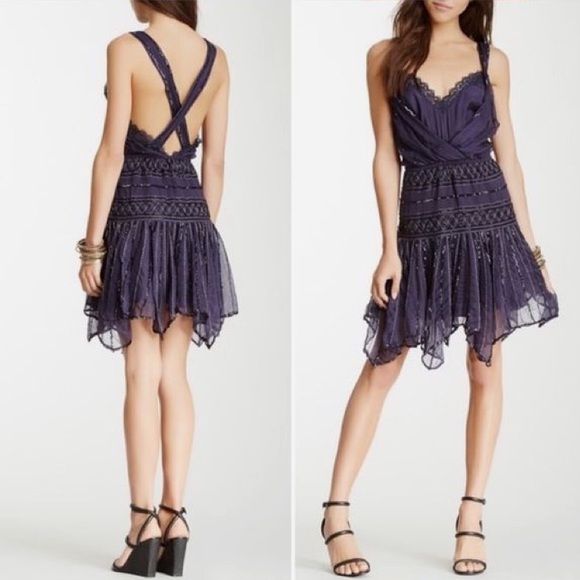 Free People Ode To Shimmer Dress in Sapphire - Picture 12 of 16